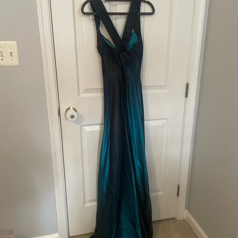 Onyx Nite Black and Teal Evening Gown Size 4 - Picture 2 of 4